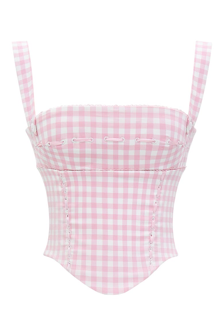 Lottie Gingham Corset Top, Alternate, color, ROSE SHADOW