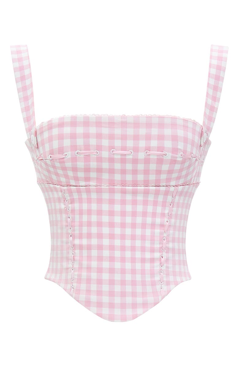 HOUSE OF CB Lottie Gingham Corset Top, Alternate, color, Rose Shadow