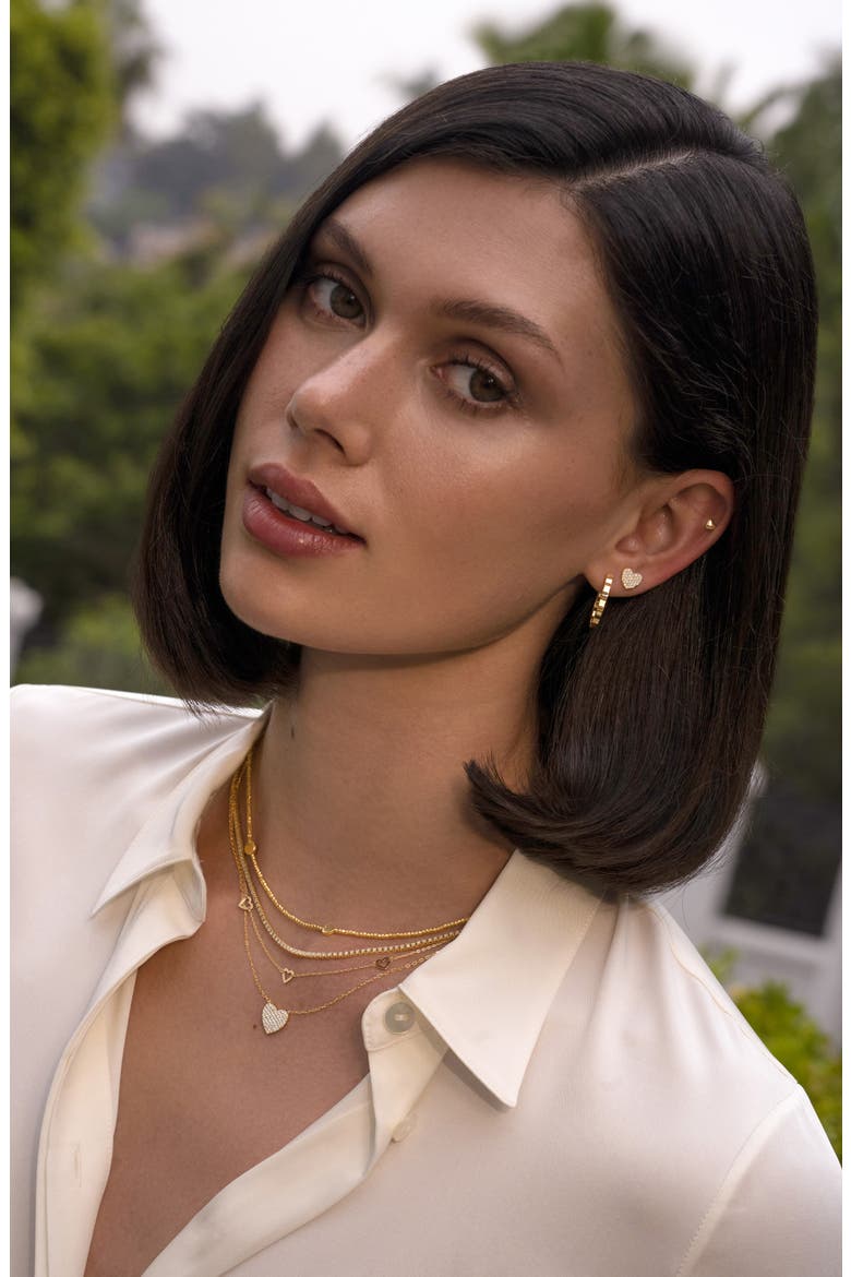 14K Gold Heart Station Necklace (Nordstrom Exclusive), Alternate, color, 14K YELLOW GOLD