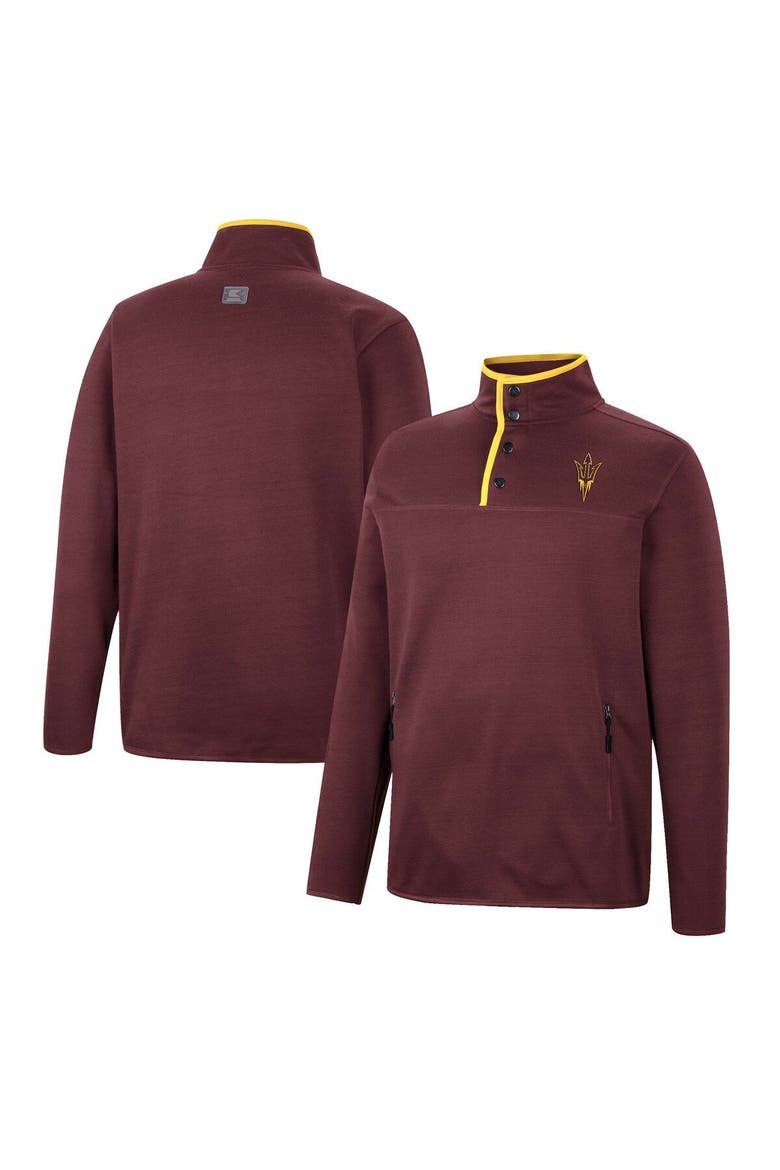 Men's Colosseum Maroon Arizona State Sun Devils Rebound Quarter-Snap Jacket, Main, color, Maroon