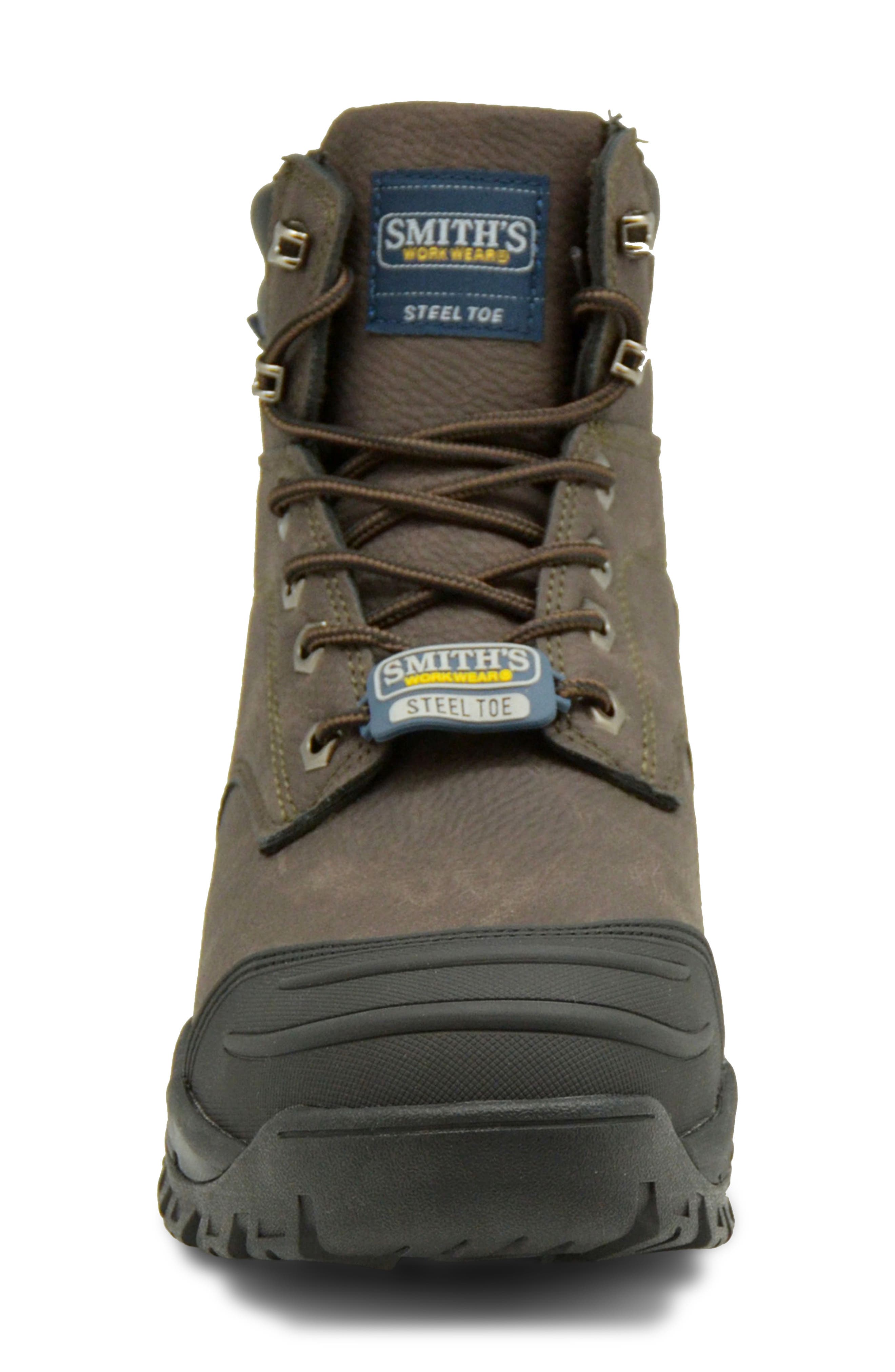 Berkshire Faux Leather Steel Toe Work Boot, Alternate, color, DARK BROWN