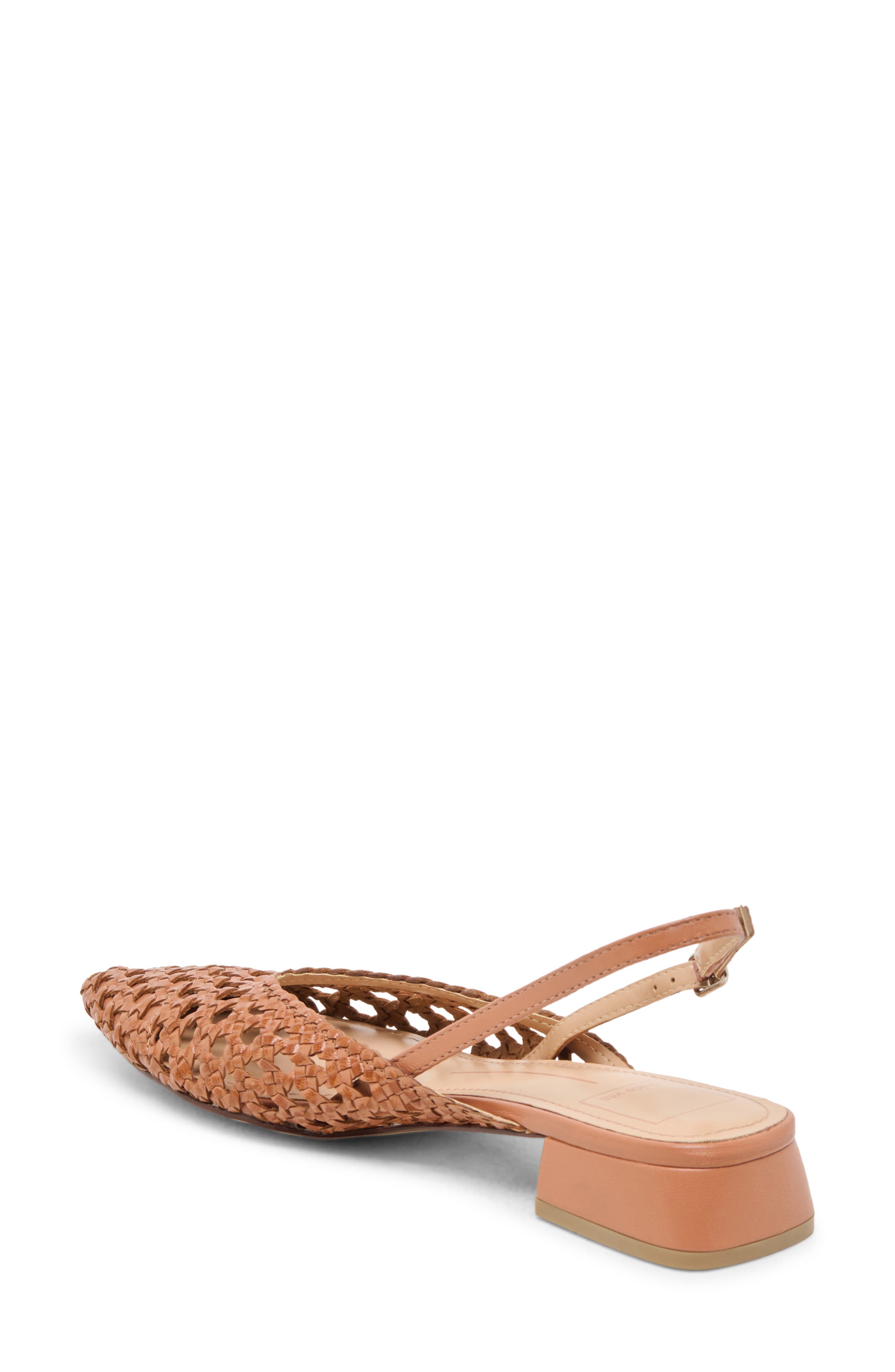 Dolce Vita Birdie Pointed Toe Slingback Flat, Alternate, color, Cafe Woven Leather