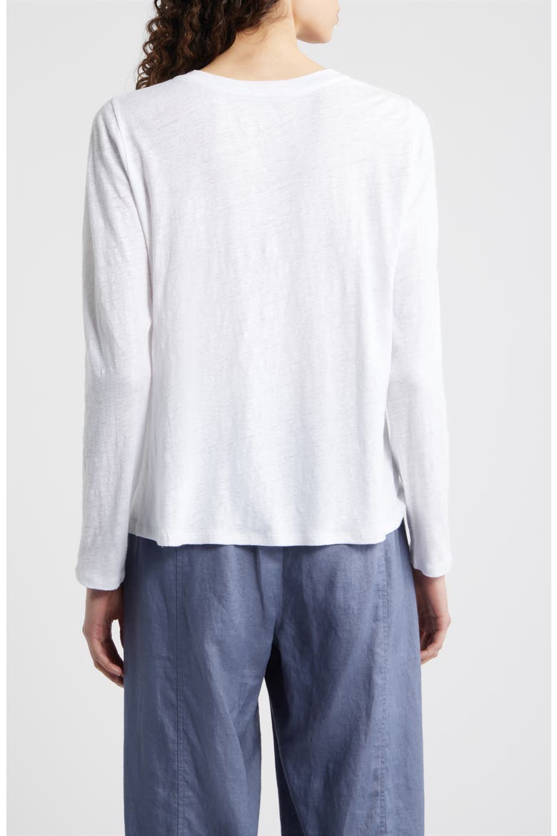 Long Sleeve Organic Linen T-Shirt, Alternate, color, WHITE