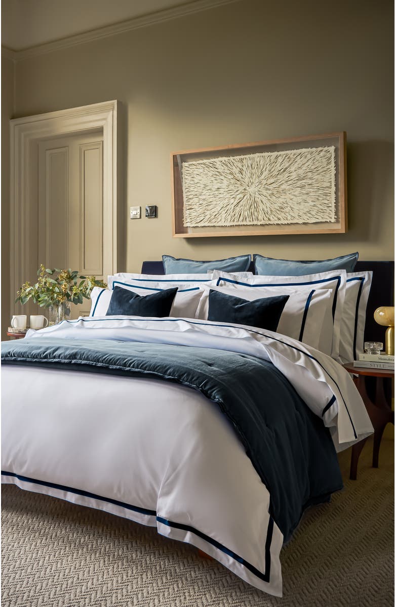 CHRISTY Beaumont Luxury Cotton Percale Duvet Cover Sets, Alternate, color, Navy