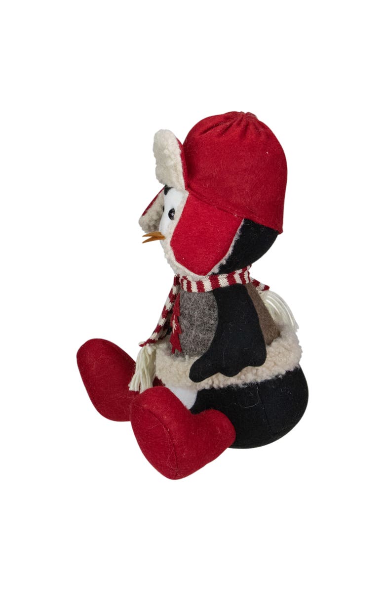 Northlight Sitting Winter Penguin with Trapper Hat Christmas Decoration - 12", Alternate, color, White