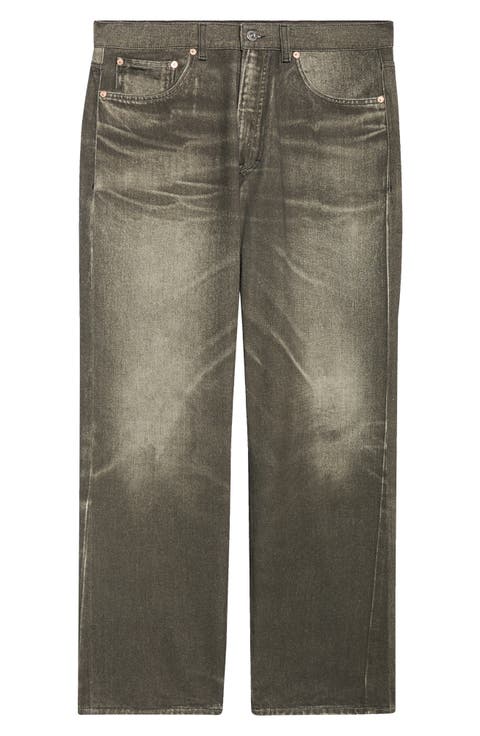 Third Cut Trompe l'Oeil Straight Leg Jeans (Digital Balck Aurora Print)