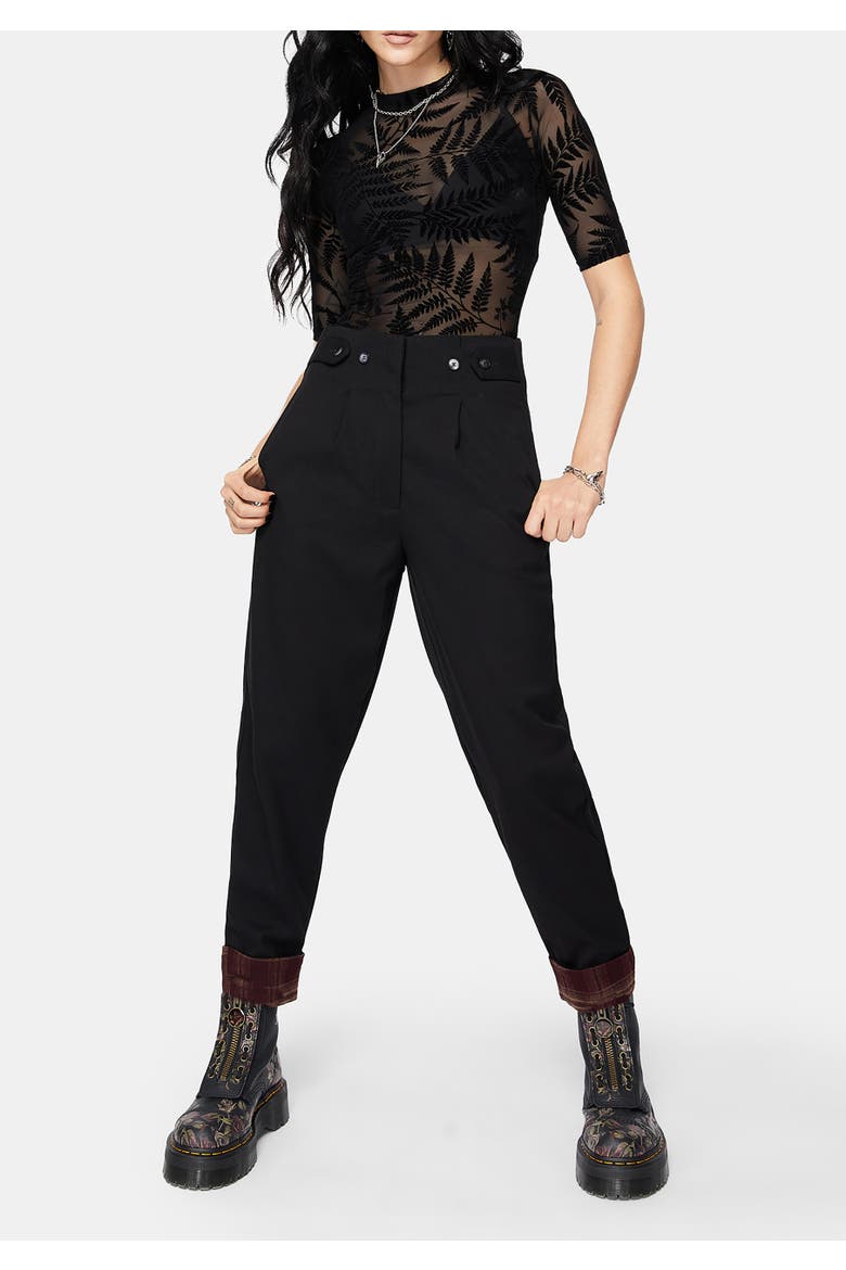 Loura Tapered Leg Check Turn Up Trouser, Alternate, color, Black