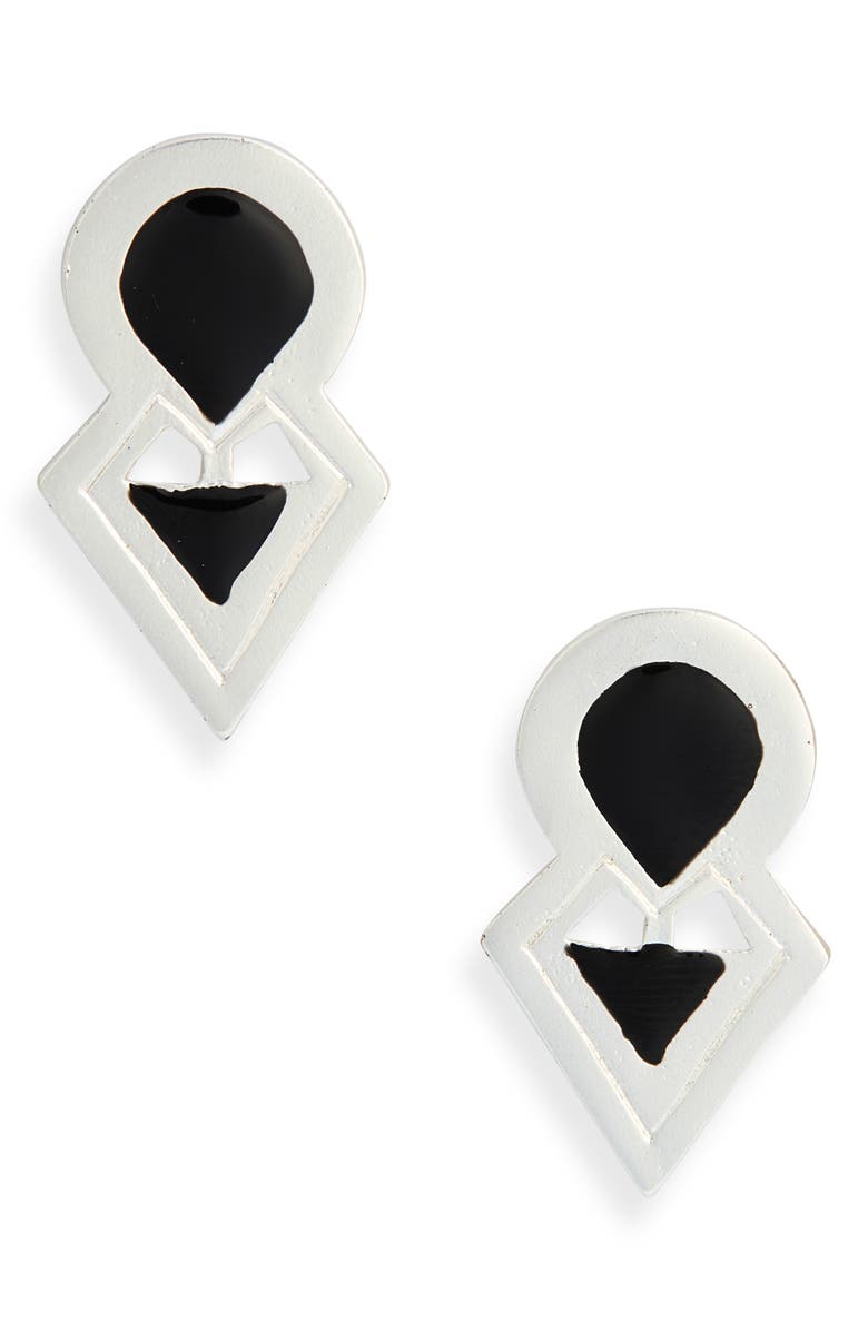 Karine Sultan Sculpted Enamel Drop Earrings, Main, color, Silver