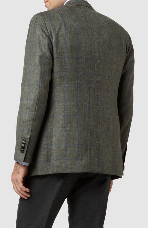 Sid Mashburn Virgil No. 2 Windowpane Check Wool & Silk Blend Sport Coat In Olive/blue Plaid Twill