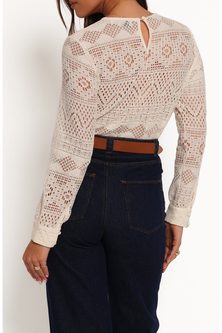 Maddot Mixed Lace Long Sleeve Top, Alternate, color, CREAM