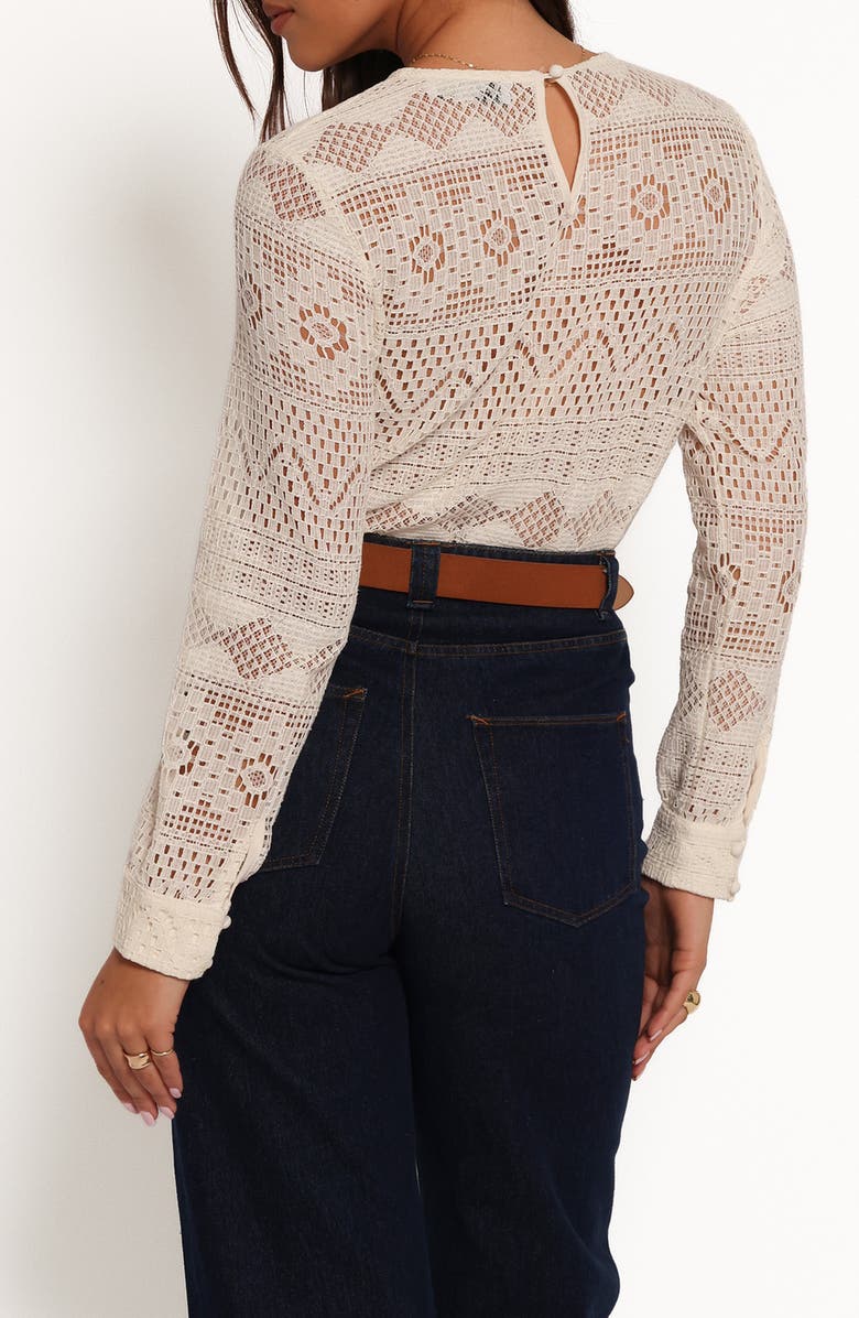 Petal & Pup Maddot Mixed Lace Long Sleeve Top, Alternate, color, Cream