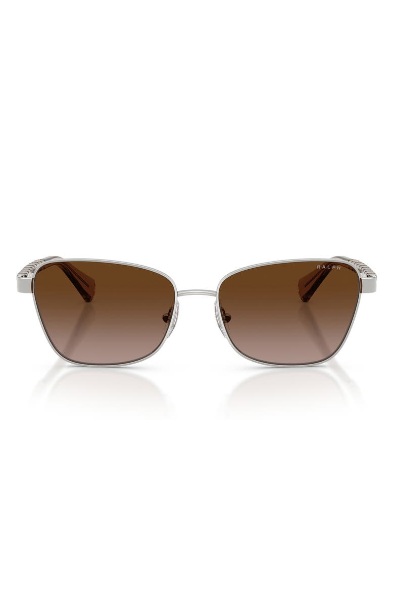 RALPH 56mm Oversize Gradient Irregular Sunglasses, Main, color, Shiny Silver / Gradient Brown