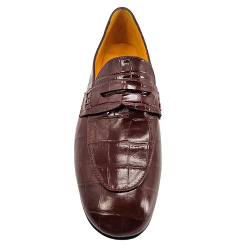 Madison Maison Flat Croc Embossed Loafer In Brown