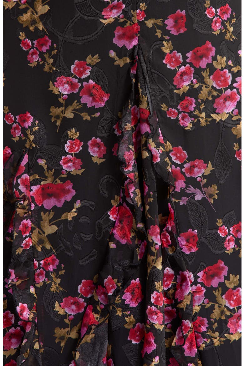 Tinsley Tie Strap Ruffle Dress, Alternate, color, BLACK FLORAL MULTI