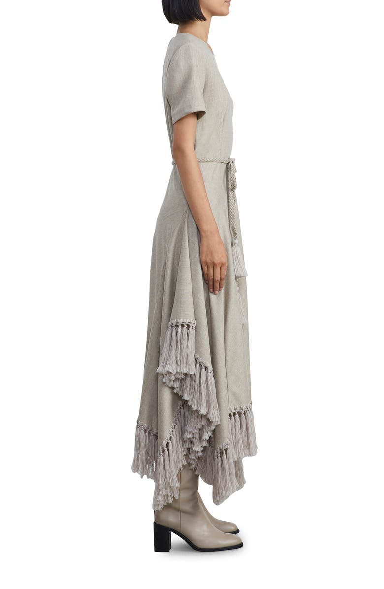 Lafayette 148 New York Tassel Hem Belted Wool Blend Midi Dress, Alternate, color, 