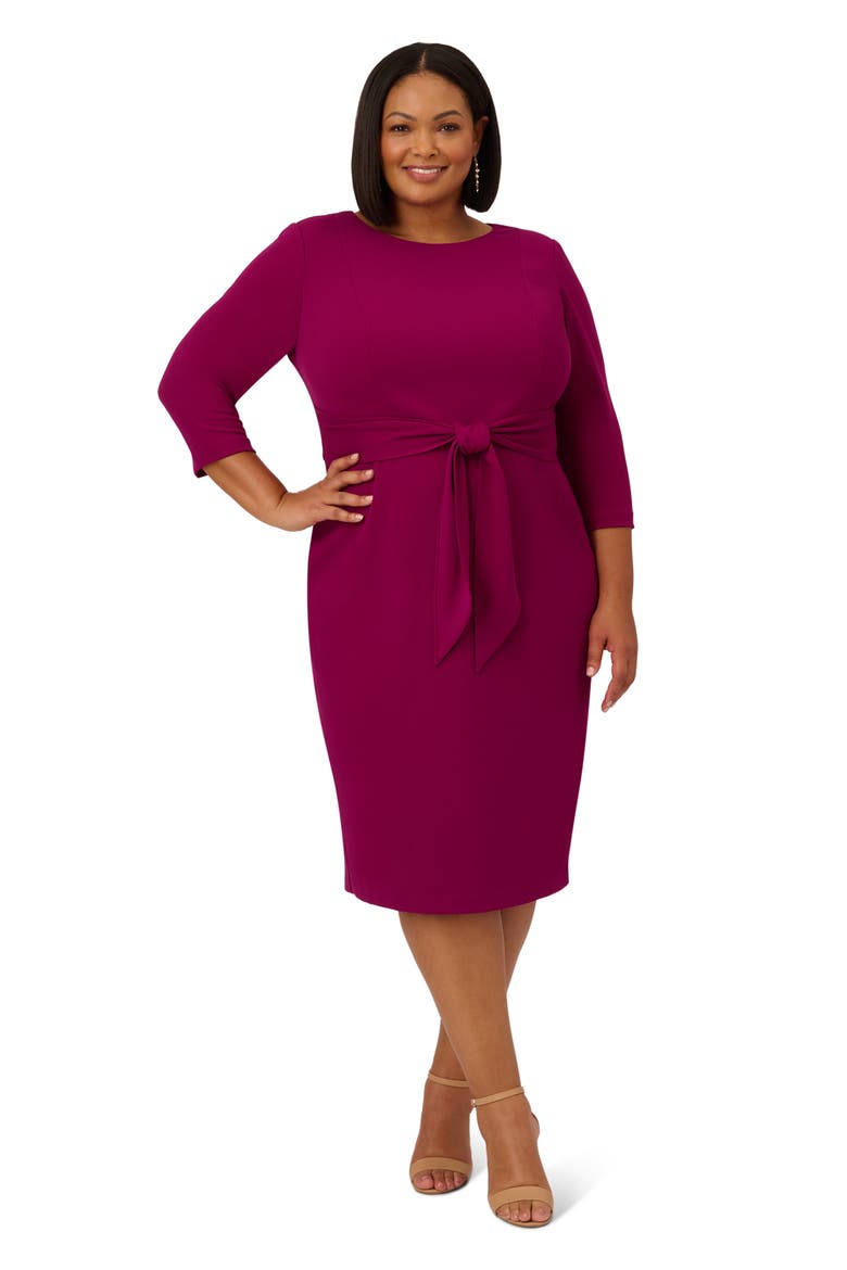 Tie Waist Crepe Dress, Alternate, color, WILDBERRY