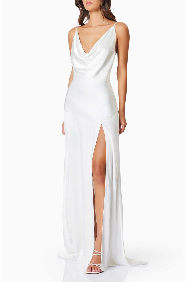 Clementine Satin Gown, Alternate, color, IVORY