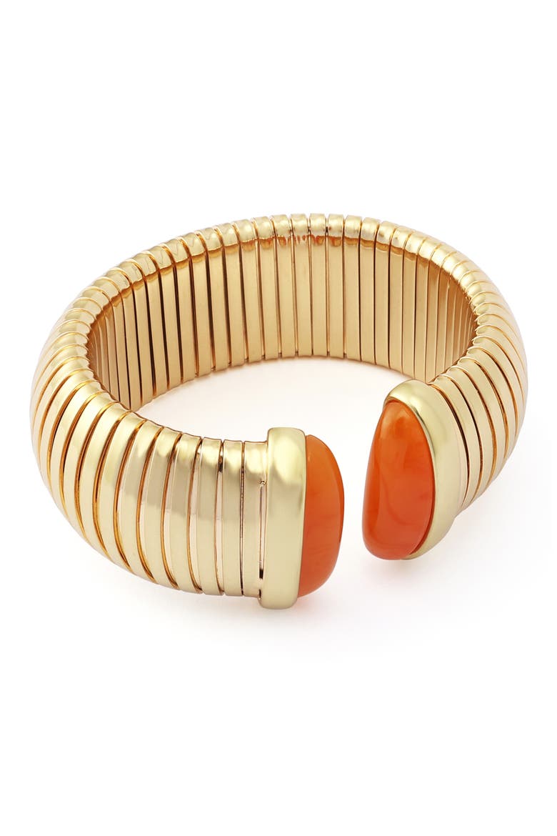 Large Metal Stretch Cuff Bracelet, Main, color, GOLD