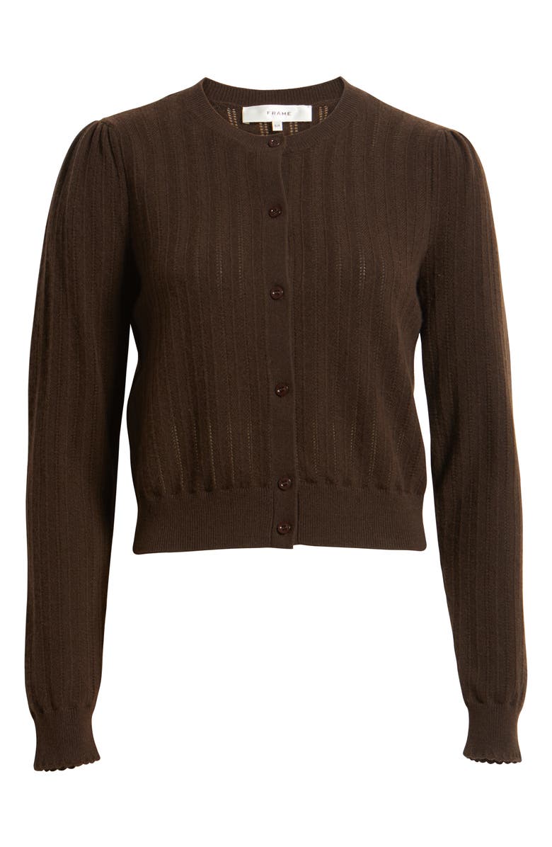 FRAME The Ladder Pointelle Cashmere Cardigan, Alternate, color, Coffee