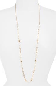 Nordstrom Faux Pearl Station Chain Long Necklace