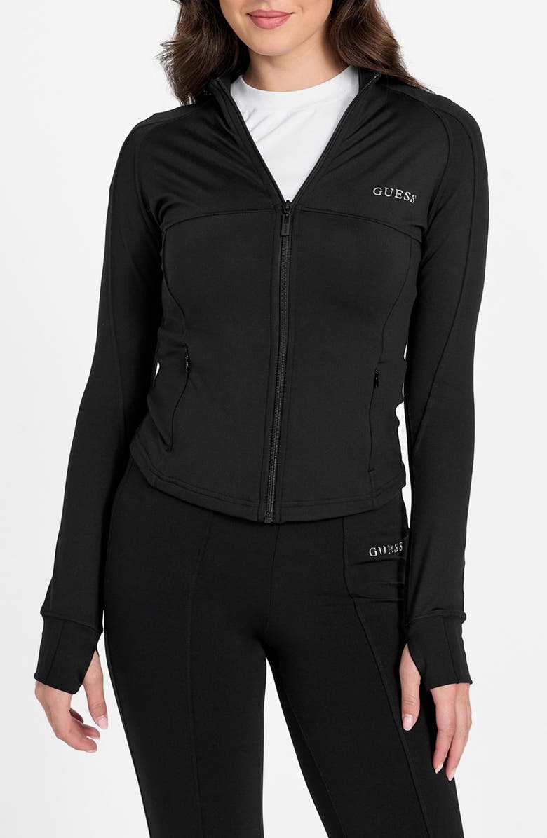 GUESS Margo Long Sleeve Zip Active Sweatshirt, Main, color, 