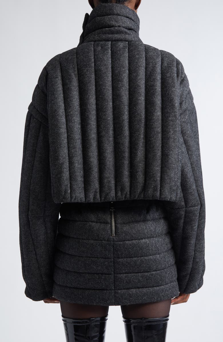 LaQuan Smith Quilted Funnel Neck Jacket, Alternate, color, Grey