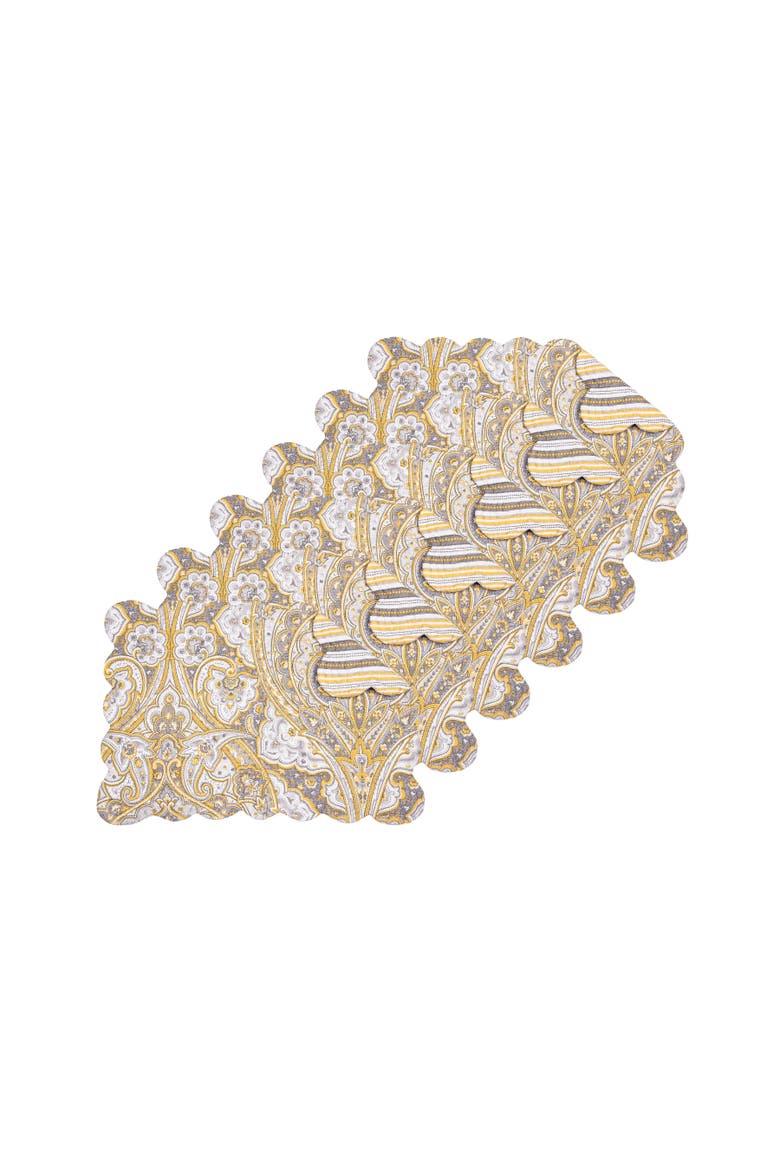 Shay Damask Placemats Set of 6 13" x 19", Main, color, Orange