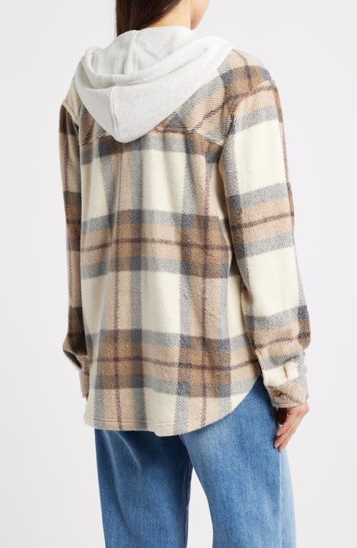 Thread & Supply Hooded Fleece Shacket In Brown