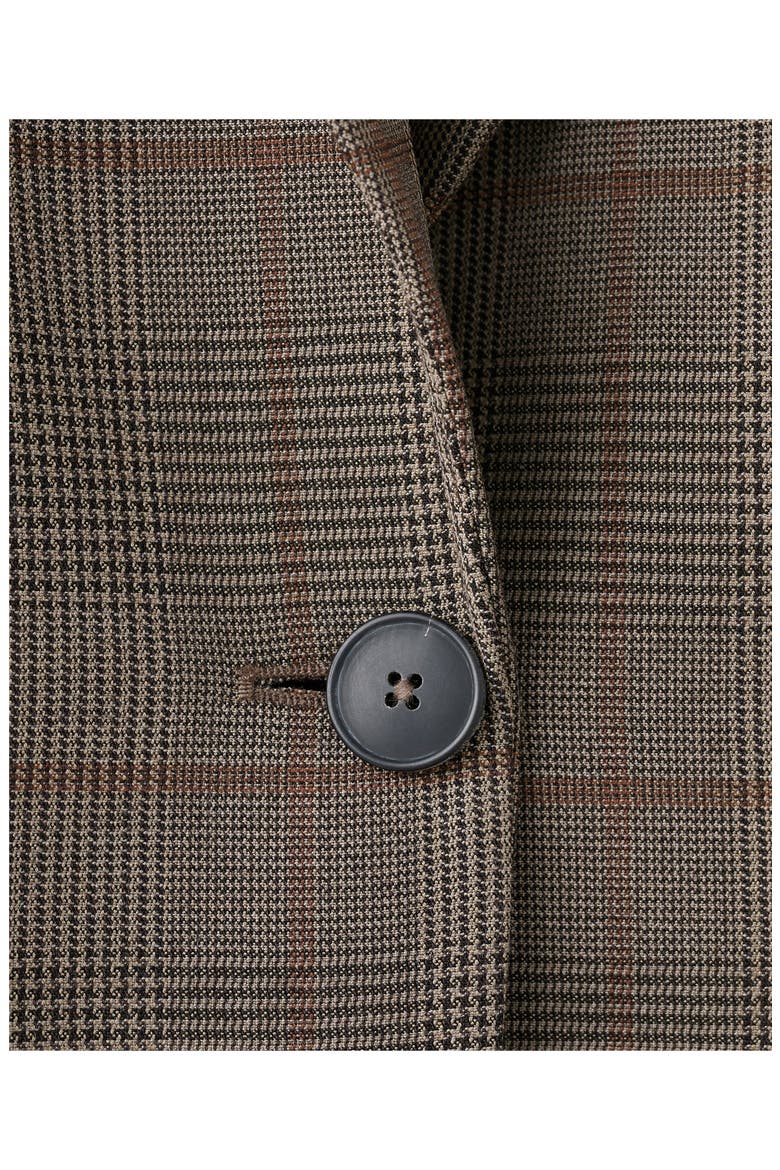Check Print One-Button Blazer, Alternate, color, BROWN