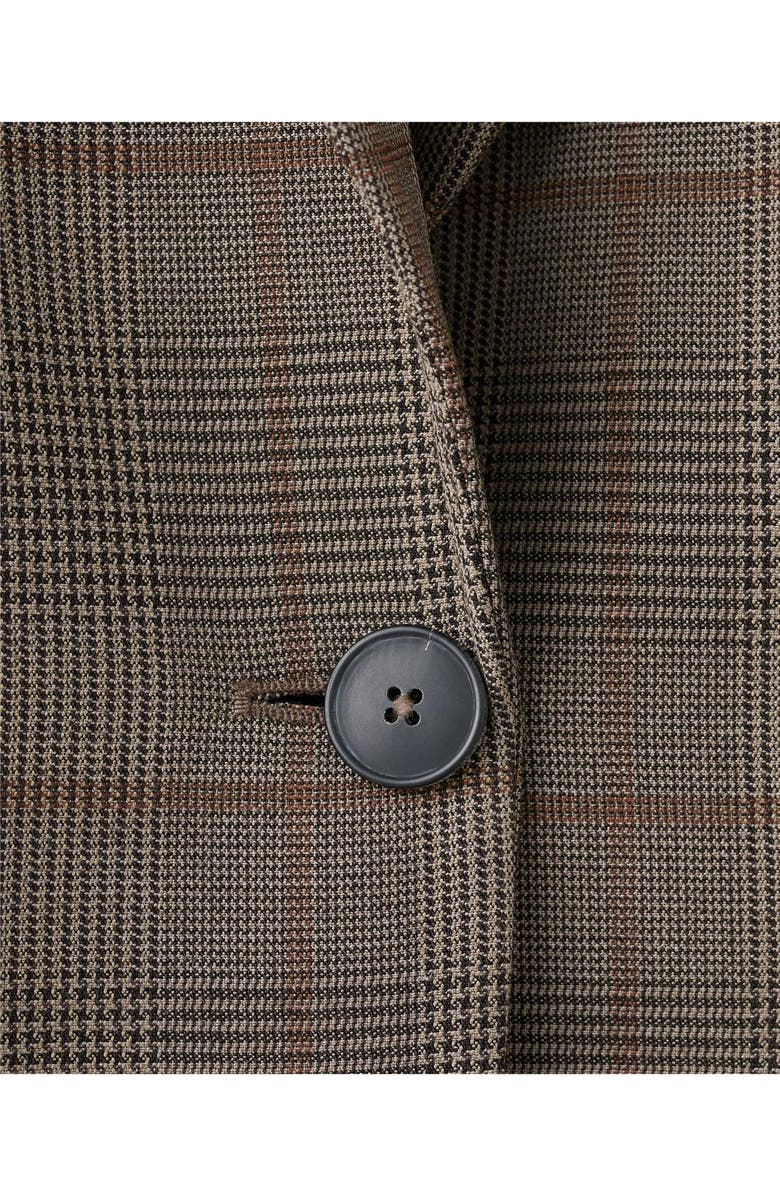 MANGO Check Print One-Button Blazer, Alternate, color, Brown