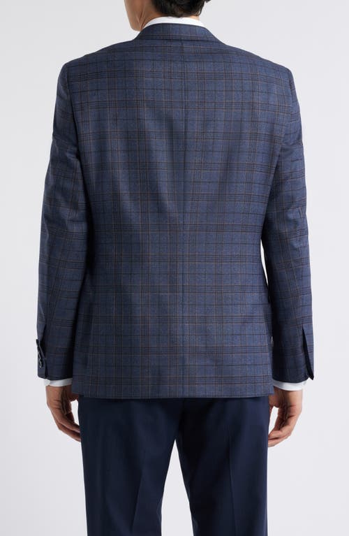 Heritage Gold Navy Plaid Super 130s Wool Sport Coat In Blue