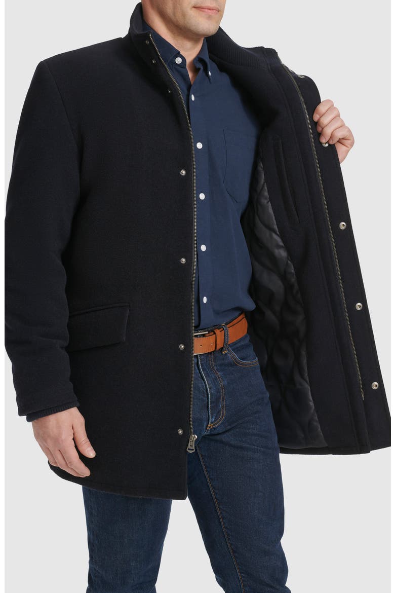 Stand Collar Wool Blend Car Coat, Alternate, color, NAVY