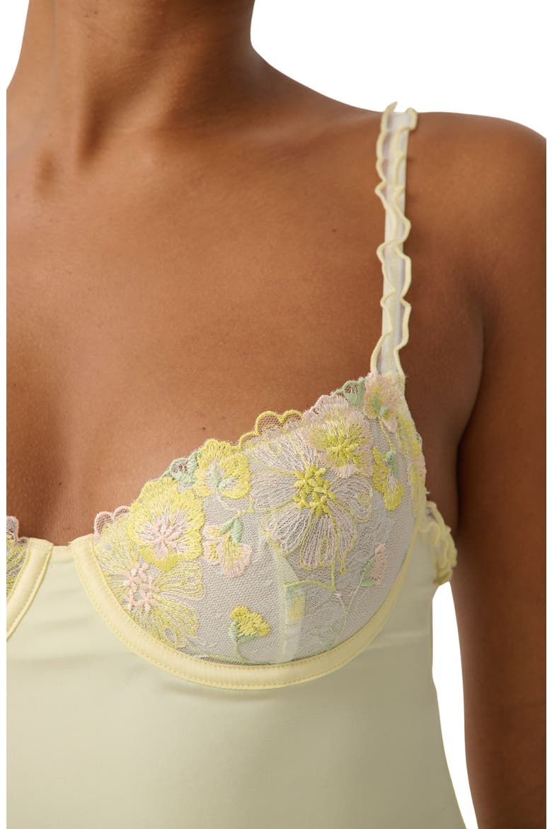 Amelia Embroidered Open Back Slip Chemise, Alternate, color, LIMONCELLO
