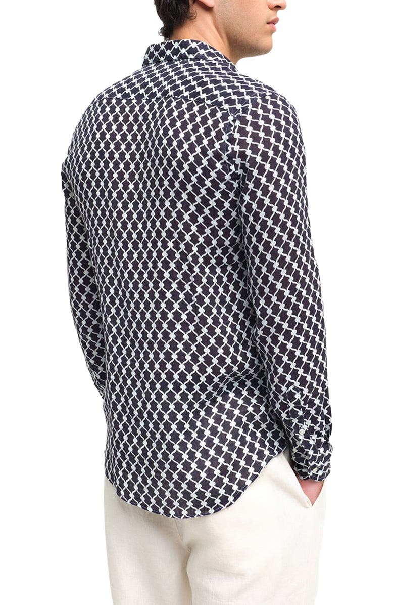 Peninsula Swimwear Cetara Linen Shirt, Alternate, color, Black Multicolor