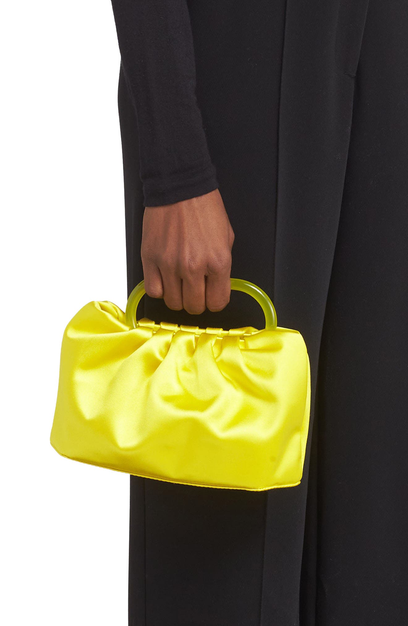 STAUD Cory Ruched Satin Bag, Alternate, color, 