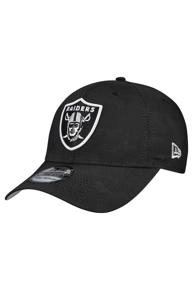 Men's New Era  Black Las Vegas Raiders Tonal Camo 39THIRTY Stretch Fit Hat, Main, color, Black