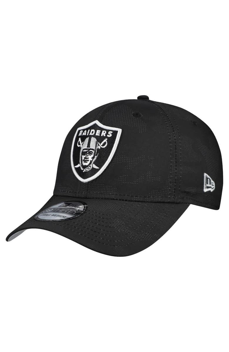 New Era Men's New Era  Black Las Vegas Raiders Tonal Camo 39THIRTY Stretch Fit Hat, Main, color, Black