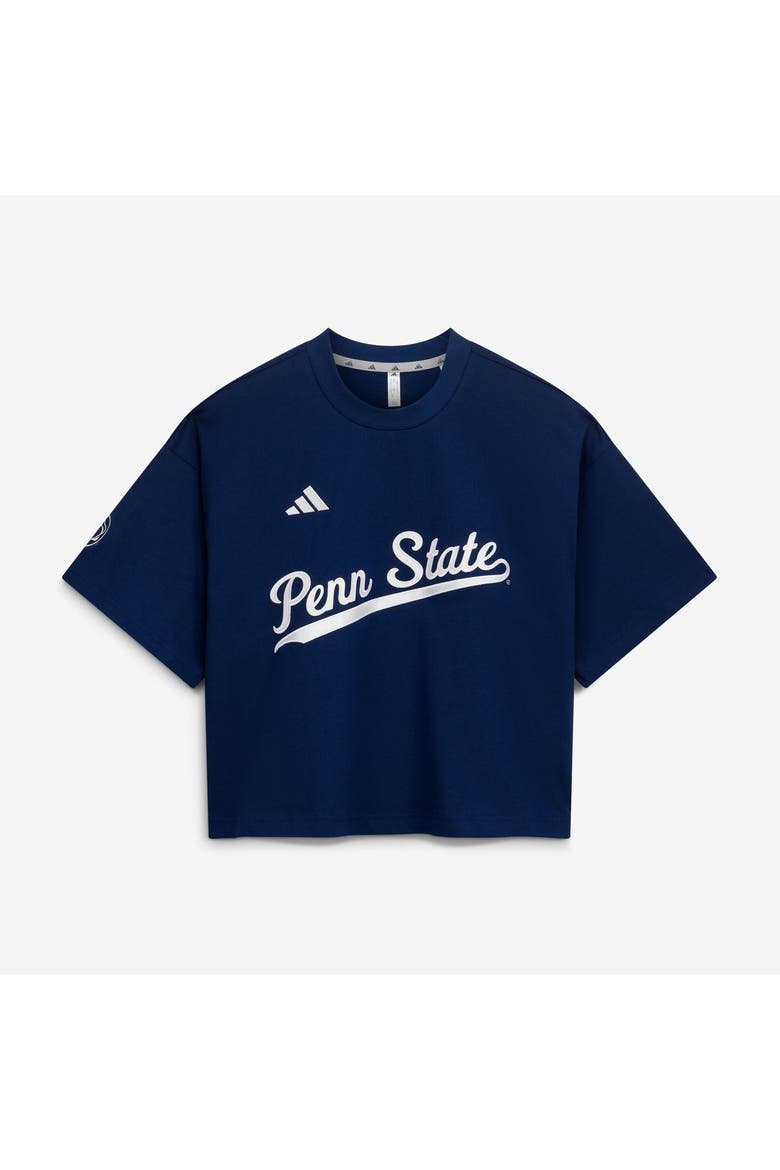 Women's adidas Navy Penn State Nittany Lions Cropped Baseball Fashion Jersey, Main, color, Navy