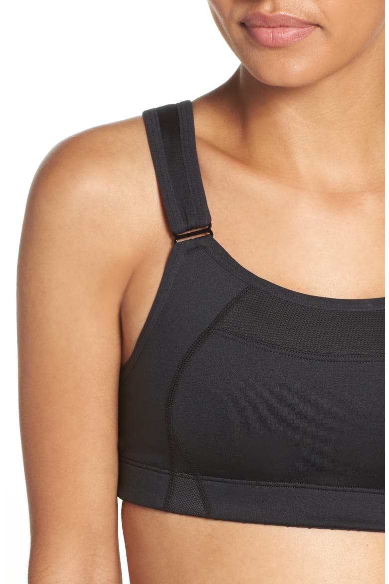 'Shockingly Unshocking' Sports Bra, Alternate, color, BLACK