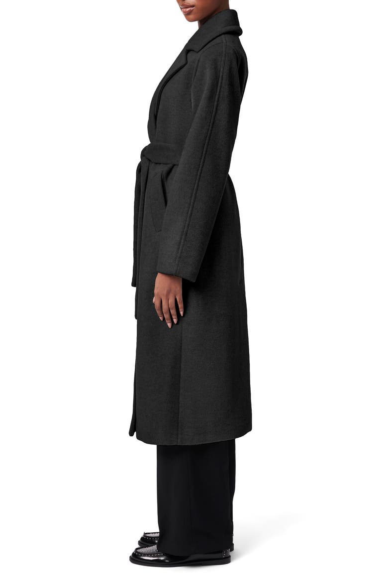 Double Breasted Belted Coat, Alternate, color, BLACK