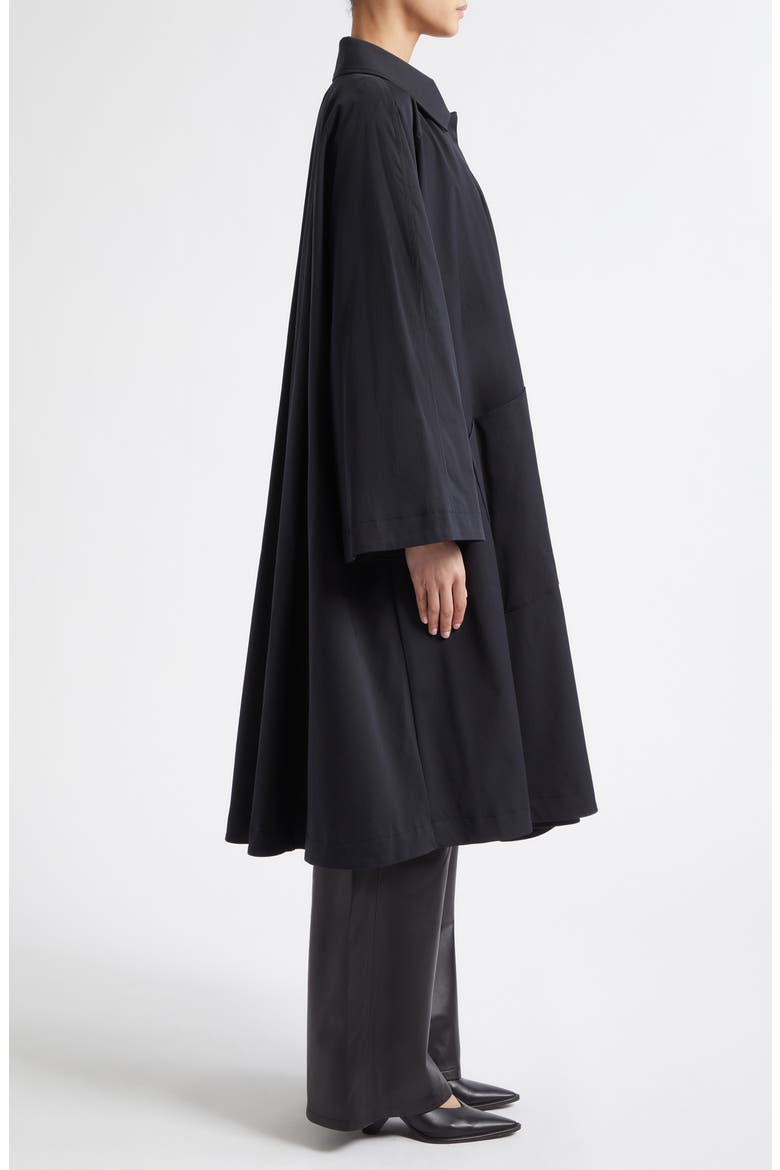 Jane Graceful Stretch Cotton & Nylon Coat, Alternate, color, BLACK