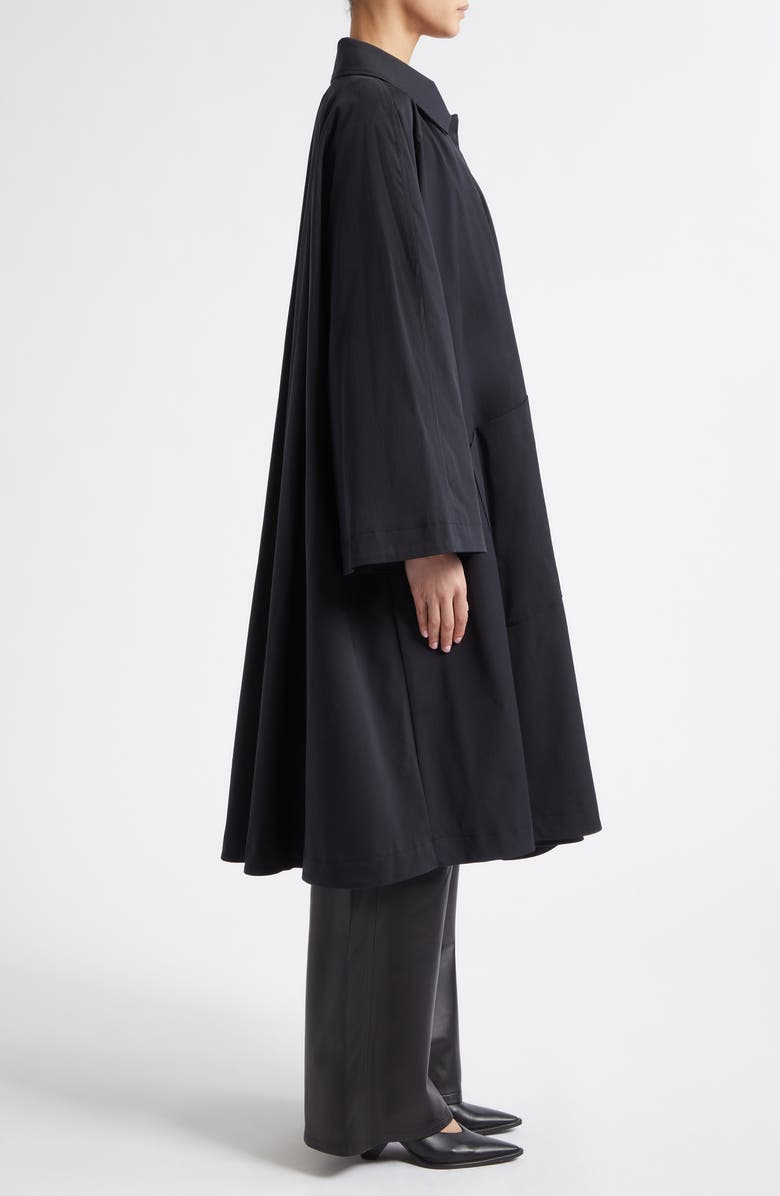 NOUR HAMMOUR Jane Graceful Stretch Cotton & Nylon Coat, Alternate, color, Black