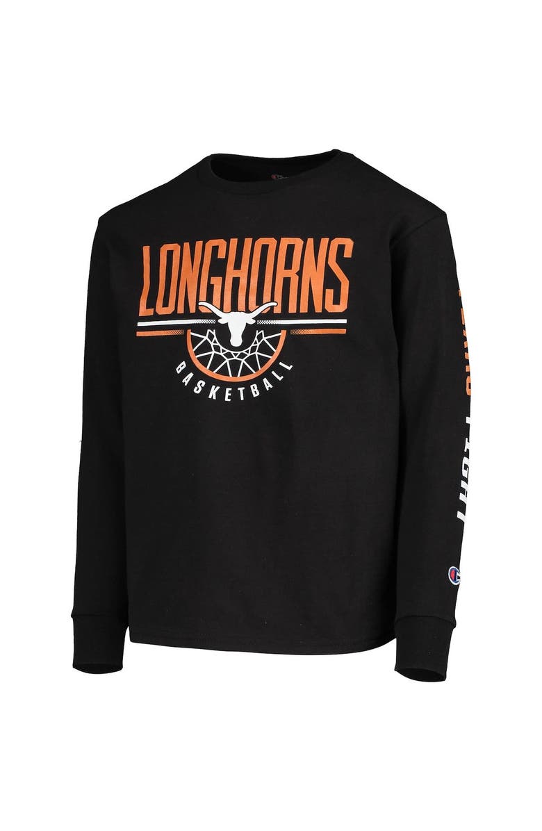 Champion Youth Champion Black Texas Longhorns Basketball Long Sleeve T-Shirt, Alternate, color,