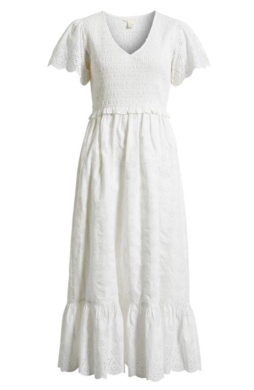 Shop Caslonr Caslon(r) Eyelet Smocked Flutter Sleeve Maxi Dress