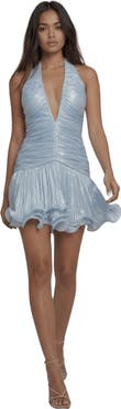 AKALIA The Lumiere Metallic Pleated Mini Dress