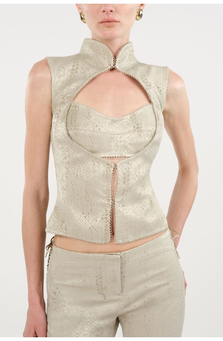 Nocturne Braid-Trim Bustier Top, Alternate, color, Multi-Colored
