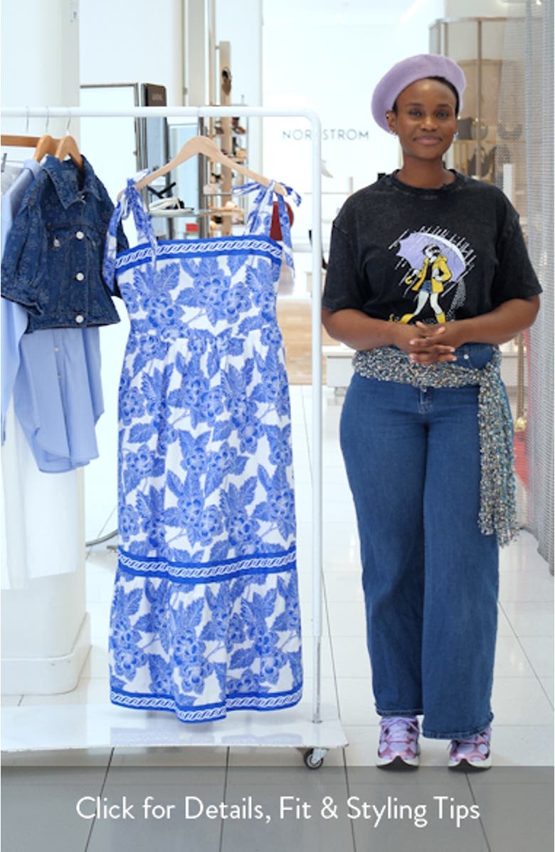 Rency Floral Tiered Cotton Maxi Sundress, sales video thumbnail