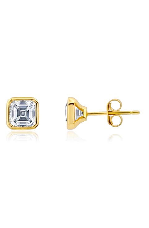 Asscher Cubic Zirconia Stud Earrings