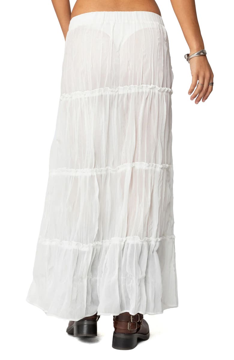 EDIKTED Tai Floral Embroidery Tiered Maxi Skirt, Alternate, color, White