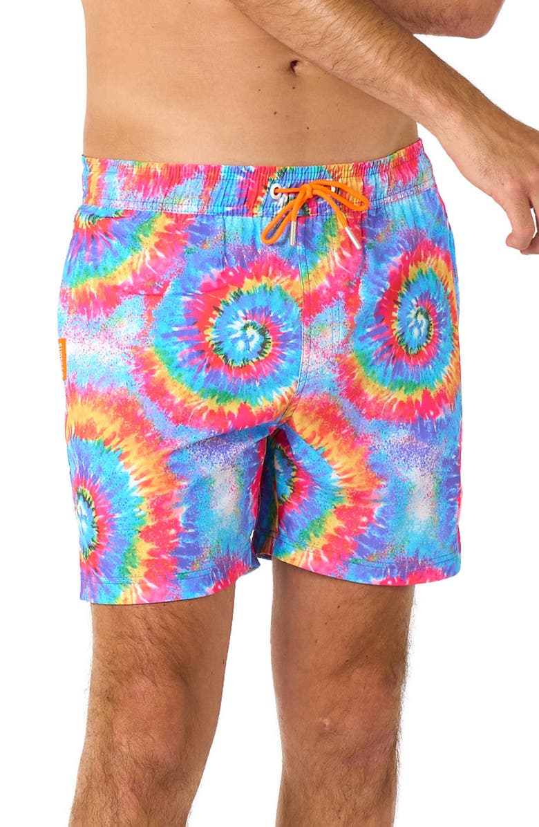 OppoSuits Mr. Tie Dye Swim Trunks, Main, color, Blue Multi Tie Dye